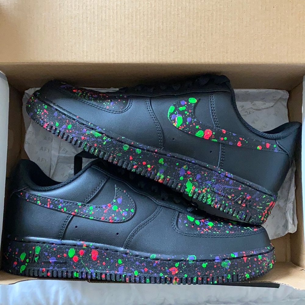 Custom black air force 1 - green/purple/pink